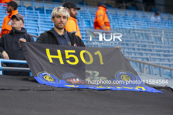 During the UEFA Champions League group stage match between Manchester City and Football Club Internazionale Milano at the Etihad Stadium in...