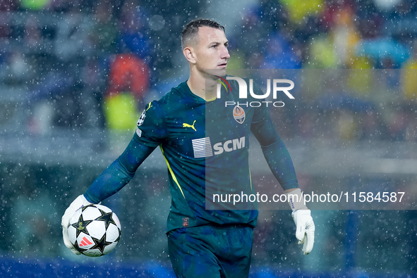 Dmytro Riznyk of FC Shakhtar Donetsk looks on during the UEFA Champions League 2024/25 League Phase MD1 match between Bologna FC and FC Shak...