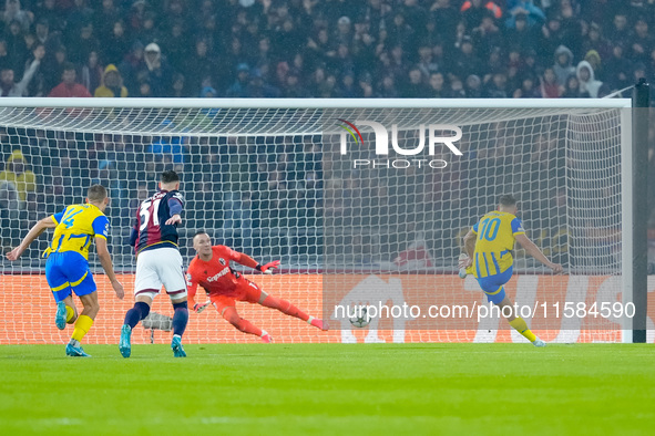 Stav Lemkin of FC Shakhtar Donetsk misses the penalty kick during the UEFA Champions League 2024/25 League Phase MD1 match between Bologna F...