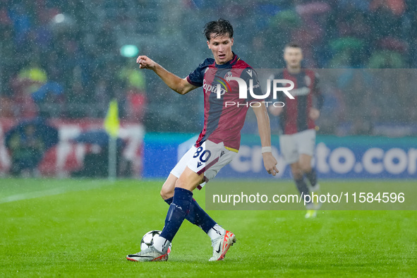 Giovanni Fabbian of Bologna FC during the UEFA Champions League 2024/25 League Phase MD1 match between Bologna FC and FC Shakhtar Donetsk at...