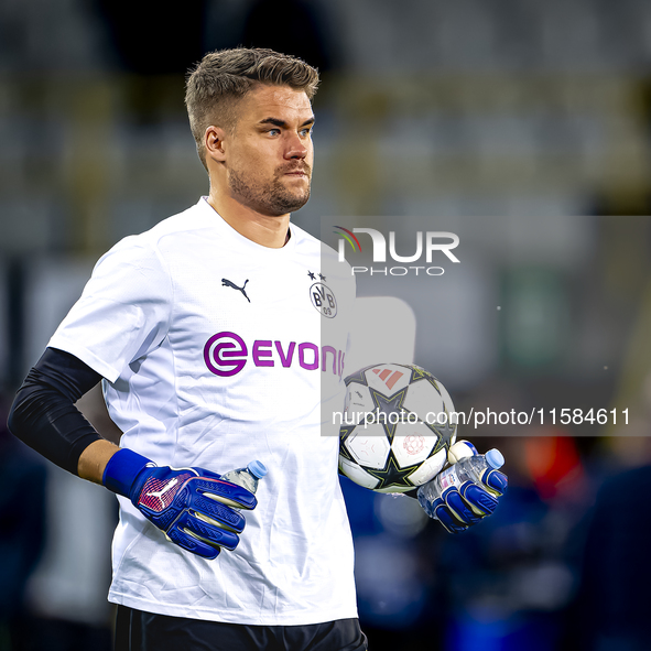 Borussia Dortmund goalkeeper Alexander Meyer during the match between Club Brugge and Borussia Dortmund at the Jan Breydelstadion for the Ch...