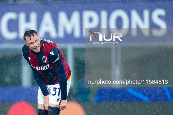 Sam Beukema of Bologna FC looks on during the UEFA Champions League 2024/25 League Phase MD1 match between Bologna FC and FC Shakhtar Donets...