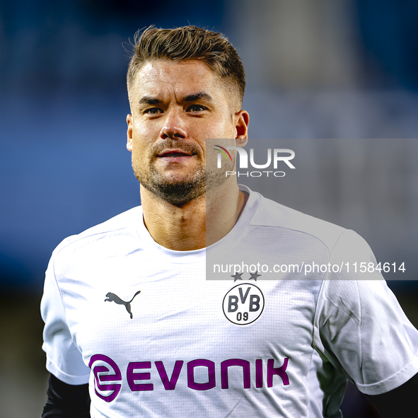 Borussia Dortmund goalkeeper Alexander Meyer during the match between Club Brugge and Borussia Dortmund at the Jan Breydelstadion for the Ch...