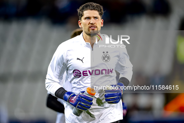 Borussia Dortmund goalkeeper Gregor Kobel during the match between Club Brugge and Borussia Dortmund at the Jan Breydelstadion for the Champ...