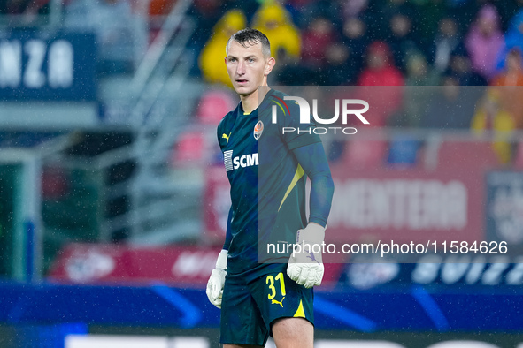 Dmytro Riznyk of FC Shakhtar Donetsk looks on during the UEFA Champions League 2024/25 League Phase MD1 match between Bologna FC and FC Shak...