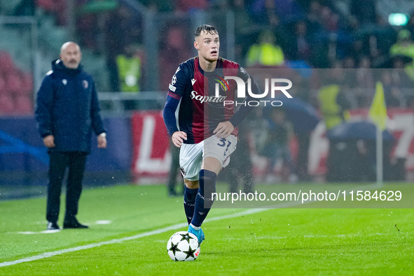 Sam Beukema of Bologna FC during the UEFA Champions League 2024/25 League Phase MD1 match between Bologna FC and FC Shakhtar Donetsk at Stad...