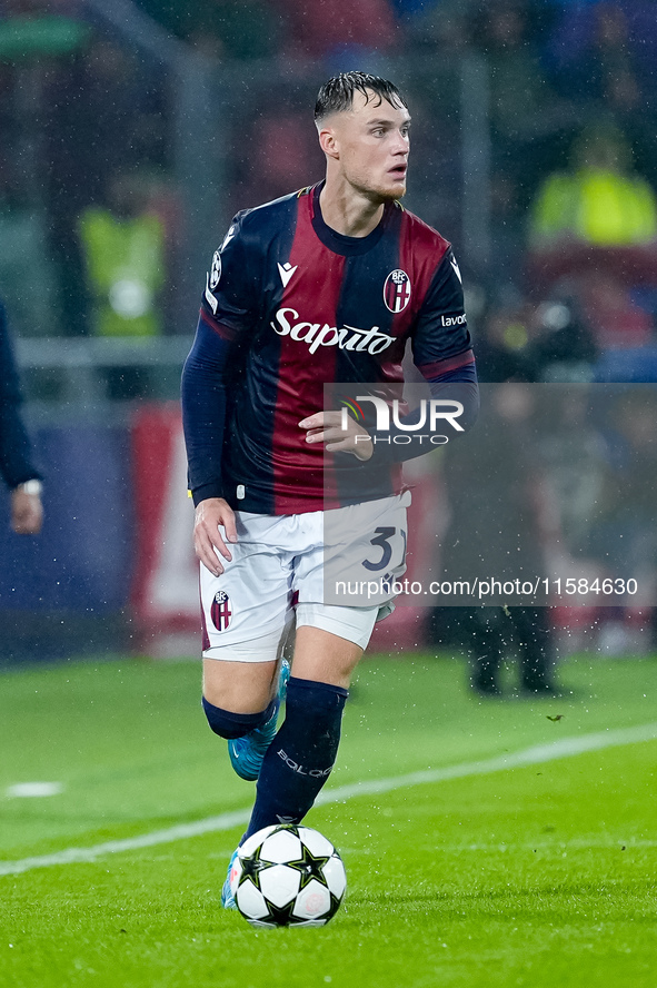 Sam Beukema of Bologna FC during the UEFA Champions League 2024/25 League Phase MD1 match between Bologna FC and FC Shakhtar Donetsk at Stad...