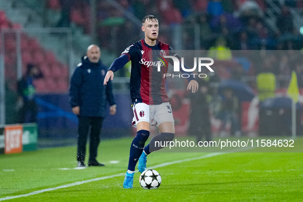 Sam Beukema of Bologna FC during the UEFA Champions League 2024/25 League Phase MD1 match between Bologna FC and FC Shakhtar Donetsk at Stad...