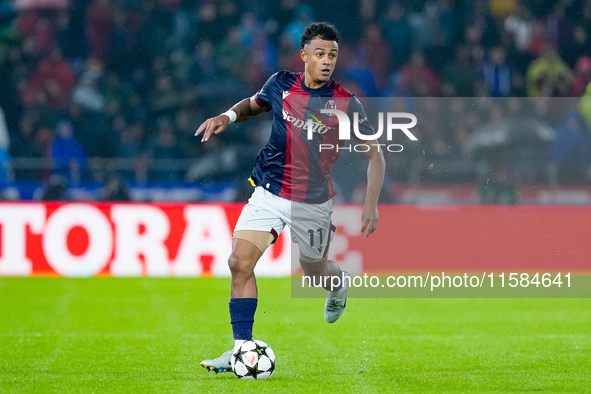 Dan Ndoye of Bologna FC during the UEFA Champions League 2024/25 League Phase MD1 match between Bologna FC and FC Shakhtar Donetsk at Stadio...