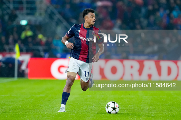 Dan Ndoye of Bologna FC during the UEFA Champions League 2024/25 League Phase MD1 match between Bologna FC and FC Shakhtar Donetsk at Stadio...