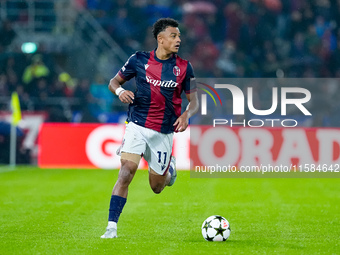 Dan Ndoye of Bologna FC during the UEFA Champions League 2024/25 League Phase MD1 match between Bologna FC and FC Shakhtar Donetsk at Stadio...