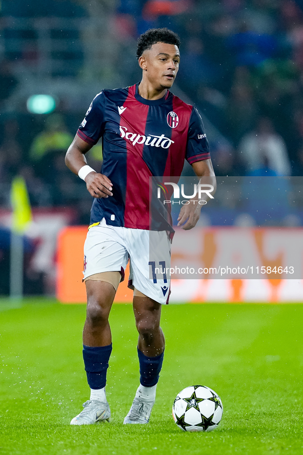 Dan Ndoye of Bologna FC during the UEFA Champions League 2024/25 League Phase MD1 match between Bologna FC and FC Shakhtar Donetsk at Stadio...