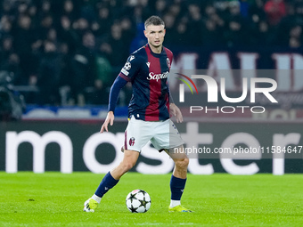 Stefan Posch of Bologna FC during the UEFA Champions League 2024/25 League Phase MD1 match between Bologna FC and FC Shakhtar Donetsk at Sta...