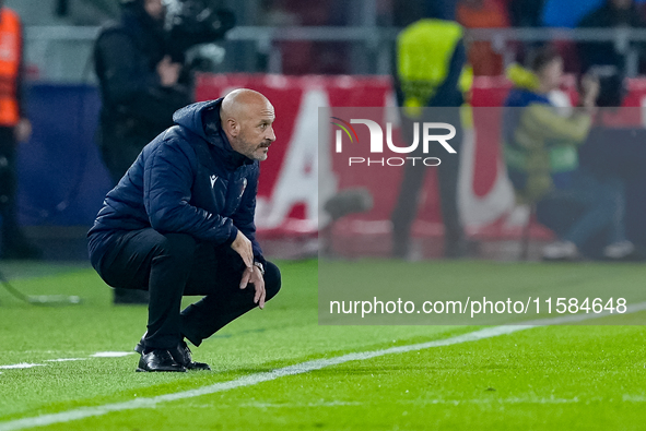 Vincenzo Italiano head coach of Bologna FC looks on during the UEFA Champions League 2024/25 League Phase MD1 match between Bologna FC and F...