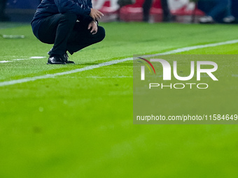 Vincenzo Italiano head coach of Bologna FC looks on during the UEFA Champions League 2024/25 League Phase MD1 match between Bologna FC and F...