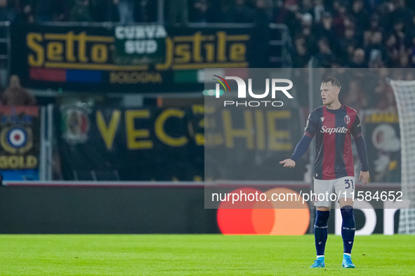 Sam Beukema of Bologna FC during the UEFA Champions League 2024/25 League Phase MD1 match between Bologna FC and FC Shakhtar Donetsk at Stad...