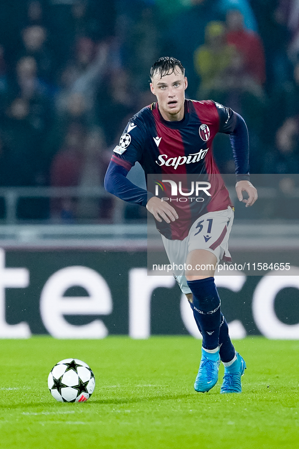 Sam Beukema of Bologna FC during the UEFA Champions League 2024/25 League Phase MD1 match between Bologna FC and FC Shakhtar Donetsk at Stad...