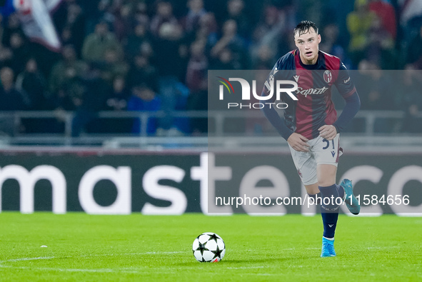 Sam Beukema of Bologna FC during the UEFA Champions League 2024/25 League Phase MD1 match between Bologna FC and FC Shakhtar Donetsk at Stad...