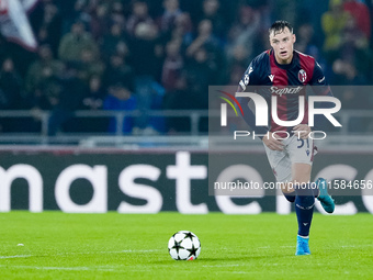 Sam Beukema of Bologna FC during the UEFA Champions League 2024/25 League Phase MD1 match between Bologna FC and FC Shakhtar Donetsk at Stad...