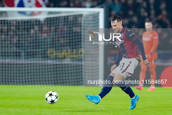 Sam Beukema of Bologna FC during the UEFA Champions League 2024/25 League Phase MD1 match between Bologna FC and FC Shakhtar Donetsk at Stad...