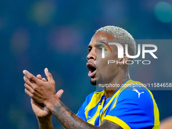 Pedrinho of FC Shakhtar Donetsk reacts during the UEFA Champions League 2024/25 League Phase MD1 match between Bologna FC and FC Shakhtar Do...