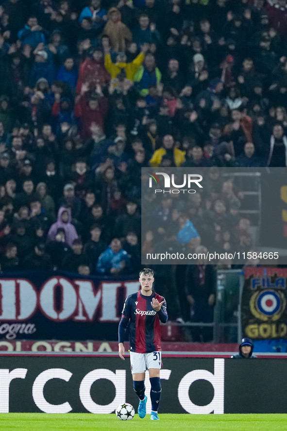 Sam Beukema of Bologna FC during the UEFA Champions League 2024/25 League Phase MD1 match between Bologna FC and FC Shakhtar Donetsk at Stad...