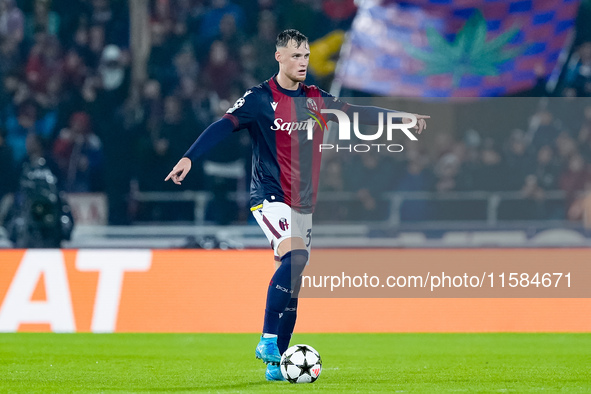 Sam Beukema of Bologna FC during the UEFA Champions League 2024/25 League Phase MD1 match between Bologna FC and FC Shakhtar Donetsk at Stad...