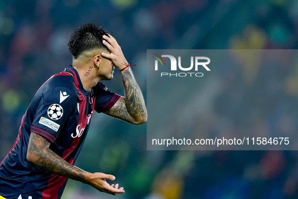 Santiago Castro of Bologna FC looks dejected during the UEFA Champions League 2024/25 League Phase MD1 match between Bologna FC and FC Shakh...