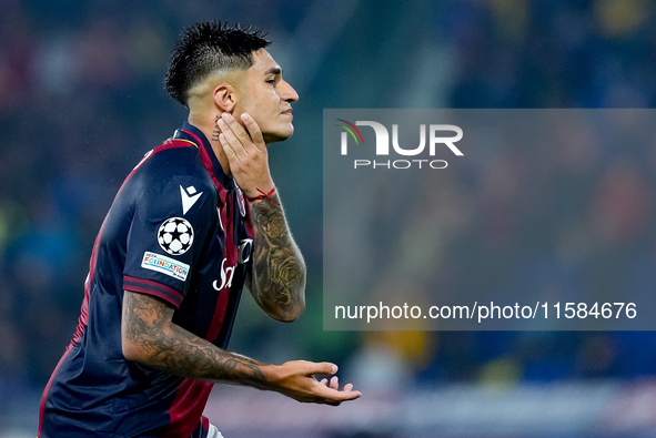 Santiago Castro of Bologna FC looks dejected during the UEFA Champions League 2024/25 League Phase MD1 match between Bologna FC and FC Shakh...