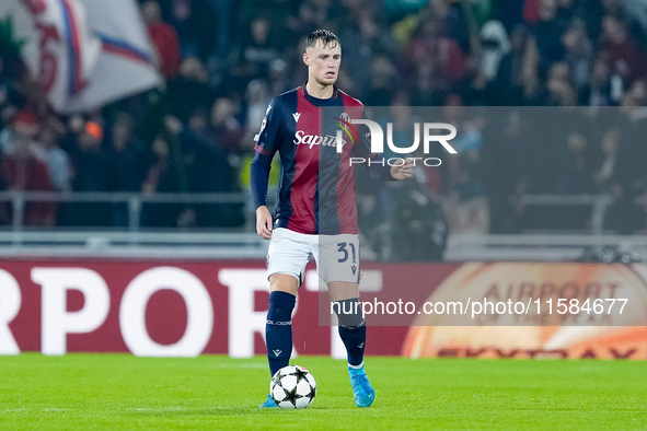 Sam Beukema of Bologna FC during the UEFA Champions League 2024/25 League Phase MD1 match between Bologna FC and FC Shakhtar Donetsk at Stad...