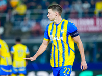 Mykola Matviyenko of FC Shakhtar Donetsk gestures during the UEFA Champions League 2024/25 League Phase MD1 match between Bologna FC and FC...