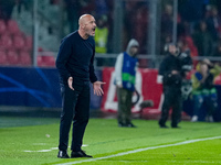 Vincenzo Italiano head coach of Bologna FC yells during the UEFA Champions League 2024/25 League Phase MD1 match between Bologna FC and FC S...