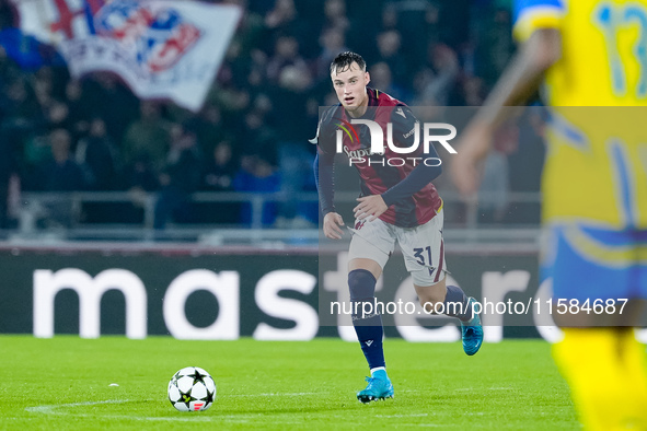 Sam Beukema of Bologna FC during the UEFA Champions League 2024/25 League Phase MD1 match between Bologna FC and FC Shakhtar Donetsk at Stad...