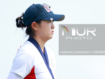 GAINESVILLE, VIRGINIA - SEPTEMBER 15: Rose Zhang of the United States walks on the 12th green during the final round of the Solheim Cup at R...