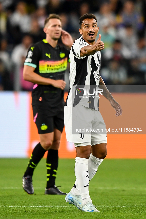 Danilo of Juventus during the UEFA Champions League 2024/25 League Phase MD1 match between Juventus and PSV Eindhoven at Juventus Stadium in...