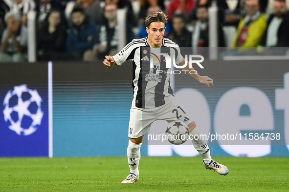 Nicolo Fagioli of Juventus during the UEFA Champions League 2024/25 League Phase MD1 match between Juventus and PSV Eindhoven at Juventus St...