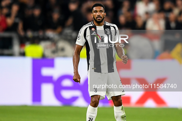 Gleison Bremer of Juventus during the UEFA Champions League 2024/25 League Phase MD1 match between Juventus and PSV Eindhoven at Juventus St...