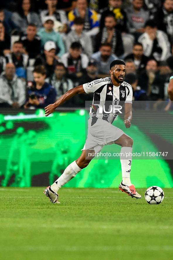 Gleison Bremer of Juventus during the UEFA Champions League 2024/25 League Phase MD1 match between Juventus and PSV Eindhoven at Juventus St...