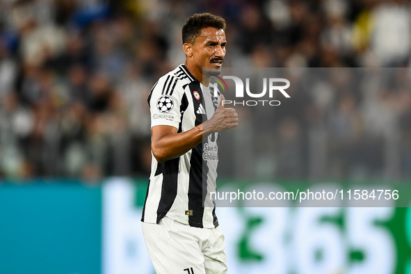 Danilo of Juventus gestures during the UEFA Champions League 2024/25 League Phase MD1 match between Juventus and PSV Eindhoven at Juventus S...