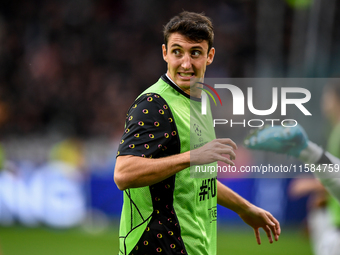 Andrea Cambiaso of Juventus during the UEFA Champions League 2024/25 League Phase MD1 match between Juventus and PSV Eindhoven at Juventus S...