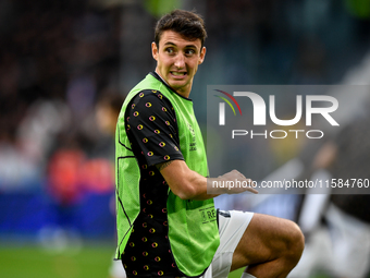 Andrea Cambiaso of Juventus during the UEFA Champions League 2024/25 League Phase MD1 match between Juventus and PSV Eindhoven at Juventus S...