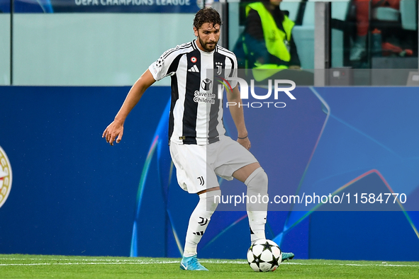 Manuel Locatelli of Juventus during the UEFA Champions League 2024/25 League Phase MD1 match between Juventus and PSV Eindhoven at Juventus...