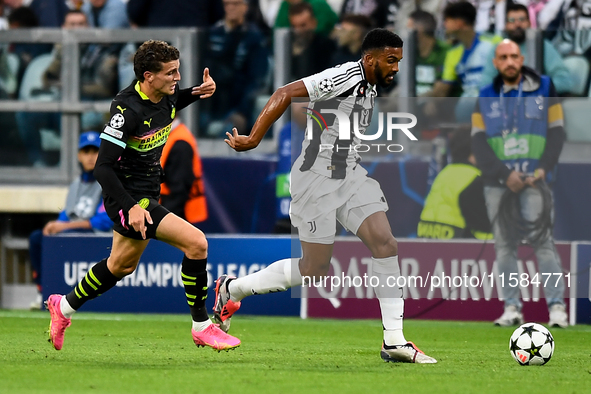 Gleison Bremer of Juventus during the UEFA Champions League 2024/25 League Phase MD1 match between Juventus and PSV Eindhoven at Juventus St...