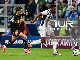 Gleison Bremer of Juventus during the UEFA Champions League 2024/25 League Phase MD1 match between Juventus and PSV Eindhoven at Juventus St...