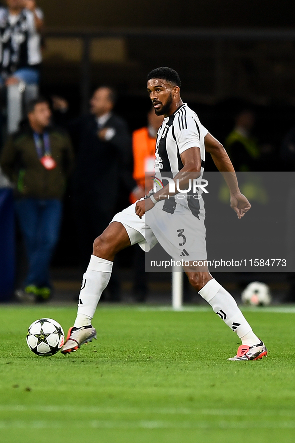 Gleison Bremer of Juventus during the UEFA Champions League 2024/25 League Phase MD1 match between Juventus and PSV Eindhoven at Juventus St...