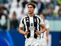 Dusan Vlahovic of Juventus during the UEFA Champions League 2024/25 League Phase MD1 match between Juventus and PSV Eindhoven at Juventus St...