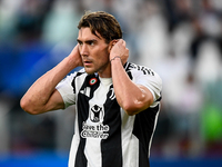 Dusan Vlahovic of Juventus during the UEFA Champions League 2024/25 League Phase MD1 match between Juventus and PSV Eindhoven at Juventus St...