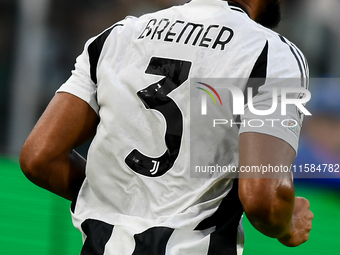 Gleison Bremer of Juventus during the UEFA Champions League 2024/25 League Phase MD1 match between Juventus and PSV Eindhoven at Juventus St...