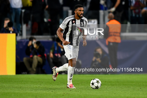 Gleison Bremer of Juventus during the UEFA Champions League 2024/25 League Phase MD1 match between Juventus and PSV Eindhoven at Juventus St...