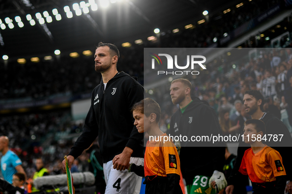 Federico Gatti of Juventus during the UEFA Champions League 2024/25 League Phase MD1 match between Juventus and PSV Eindhoven at Juventus St...